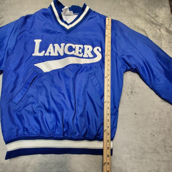 Vintage Lancers Jacket Mens Large Blue White NCAA Basketball Pullover 90s - Picture 7 of 10